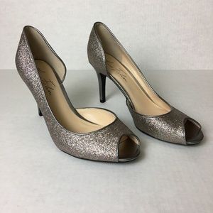 Marc Fisher Glitter Open Toe Heels ~ 8